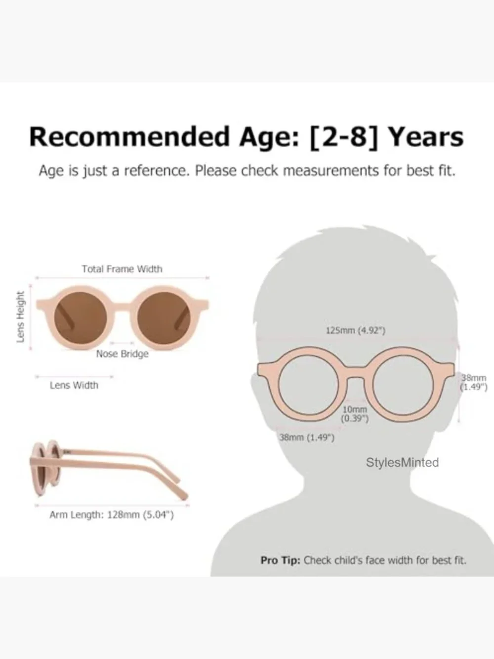 Kids Round UV400 Protection Sunglasses Age 2-8